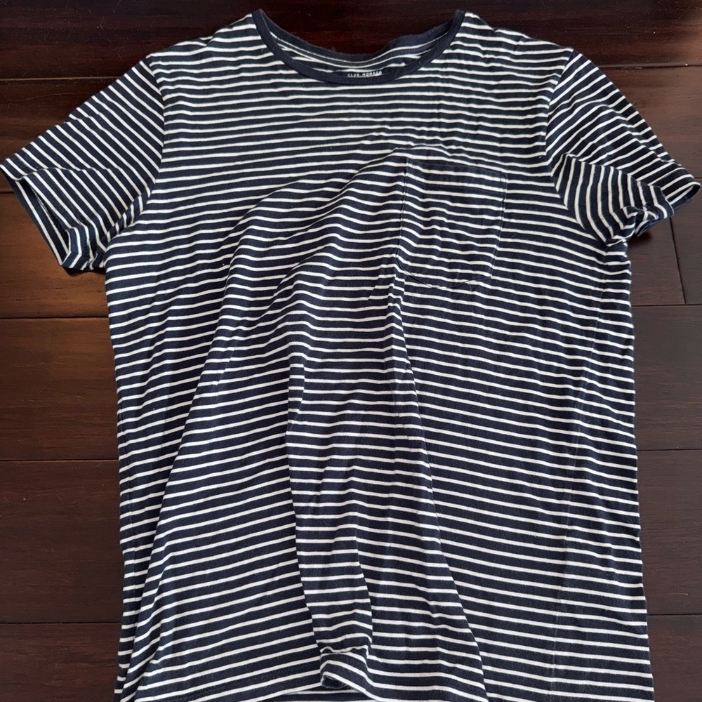 Striped Pocket Tee Vintage Navy White Stripes Short Sleeve Club Monaco